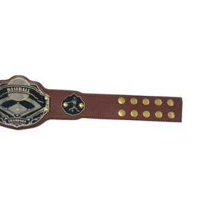 Ceinture de champion de baseball en cuir marron premium avec détails dorés - Parfaite pour les tournois et les fans de baseball - Product Image 4