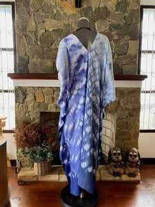 Robe caftan indigo japonaise Shibori Tie Dye, art portable, taille unique, style bohème - Product Image 4