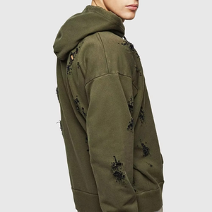 Sudadera con Capucha Estilo Urbano, Estampado de Logotipo, Manga Desmontable, Estilo Vintage Desgastado, Corte Holgado y Cuadrado para Hombre - Product Image 3