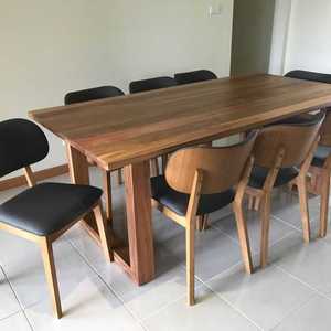 Ensemble de salle à manger en bois massif pour 6 à 8 personnes, grand mobilier en bois moderne, ensemble de salle à manger contemporain et durable pour la famille - Product Image 4