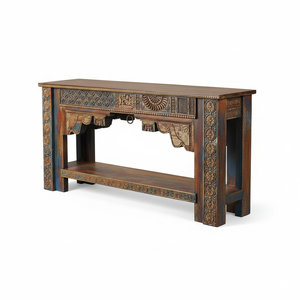 High Quality Luxury Handcrafted Solid Wood Multicolor Tribal <b>Console</b> <b>Table</b> with Drawer for Living Room Available at Good Price - Product Image 3