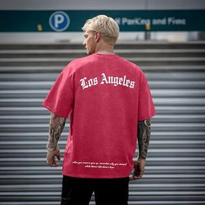 T-shirt graphique vintage Los Angeles pour homme, coupe oversize, délavé à l'acide, style streetwear décontracté, en coton - Product Image 5