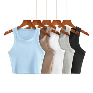 Chaleco de Punto para Mujer, Estilo Europeo y Americano, Hecho a Mano, Color Sólido, Cuello en V, Top Corto - Product Image 4