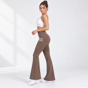 Pantalon de yoga côtelé à jambe large, texture côtelée, respirant, en maille, pour le sport et le loisir, fabrication OEM, vêtements de sport pour femmes sur mesure - Product Image 6