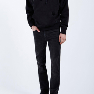 Pantalones vaqueros negros de pierna recta para hombre, cintura media, lavado desgastado, rasgados, con múltiples bolsillos, estilo casual urbano, lavado a la piedra - Product Image 5