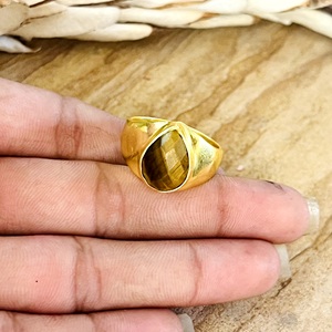 Modern Style Larimar Boho Cluster Band Brass Jewelry Women 18k Gold Plated Dainty Row Design Wholesale/OEM/ODM - Product Image 1