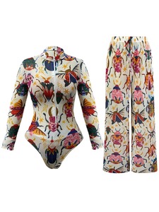 Maillot de bain une pièce pour femmes, avec pantalon de plage, protection UV, manches longues, vêtements de plage pour femmes, vêtements de surf - Product Image 2