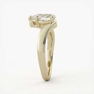 Pear Cut Diamond Engagement <b>Ring</b> Lab Grown Bypass Shank 14k 18K Solid Gold Minimalist Solitaire Luxury Wedding Bands Manufacture - Product Image 5