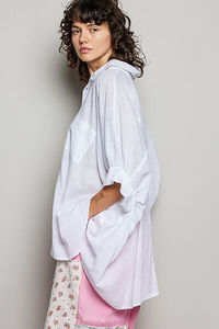POL <b>Button</b> Down <b>Half</b> Dolman Sleeve <b>Shirt</b> - Product Image 3