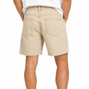 Shorts en jean pour hommes, taille haute, coupe droite, décontractés, en coton, pour l'été, avec poches, délavage classique, denim marron - Product Image 2