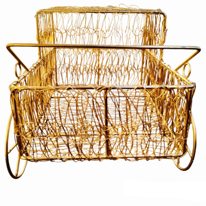 Handmade Metal Mesh Wire Cart Diwali <b>Hamper</b> <b>Basket</b> Nest Style <b>for</b> Home Decor Fruits Storage Bin Organizer <b>for</b> Toiletry Cosmetic - Product Image 3