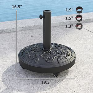 Base per Ombrellone da Patio Rotonda con Ruote in Resina da 46 Libbre, Supporto per Esterni per Pali di Ombrelloni da 1.3'/1.5'/1.9' - Product Image 3