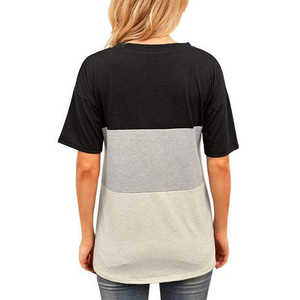 Camiseta de Manga Corta para Mujer, Ecológica, con Estampado Personalizado, en Negro, Gris y Beige, de Algodón, Corte Regular, Informal - Product Image 2