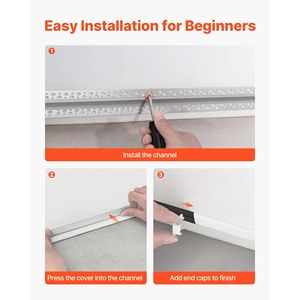 Confezione da 10 Canali Diffusori in Alluminio da Incasso Senza Cornice per Strisce LED da 2M (6.6 Ft) per Cartongesso, con Copertura Opaca per Strisce LED - Product Image 5