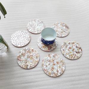 Juego de posavasos ecológicos con incrustaciones de concha natural, alfombrillas para café y té con incrustaciones de nácar, accesorios de mesa de nácar. - Product Image 1