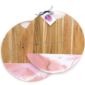 Tabla de cortar de madera de Acacia, tabla de cortar de resina epoxi, tabla de queso de resina oceánica, tabla de cortar de resina epoxi con mango - Product Image 1