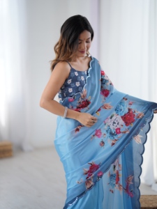 Elegant Heavy Chinnon Traditional <b>Saree</b> <b>for</b> <b>Women</b> Wedding & Party Wear Indian Pakistani Clothing Regular Length - Product Image 4