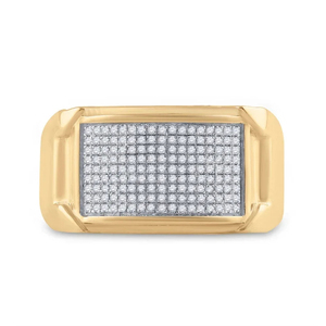 Anillo de Cóctel de Oro Amarillo con Diamantes para Hombre ZAWO HOUSE, Engaste Pavé, Corte Brillante Redondo, Estilo Geométrico de Lujo, Uso Diario - Product Image 4
