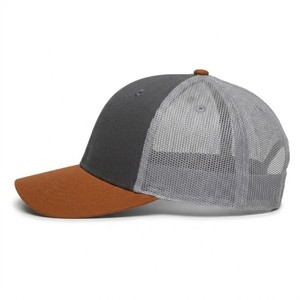 Unisex Custom Logo Trucker <b>Cap</b> <b>Grey</b> and Brown Mesh <b>Baseball</b> Hat Adjustable Snapback Casual Outdoor Breathable Summer <b>Cap</b> - Product Image 3