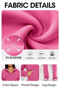 Conjunto deportivo de dos piezas con sudadera con capucha y cremallera, top corto y pantalones para mujer, hecho en Pakistán. - Product Image 6