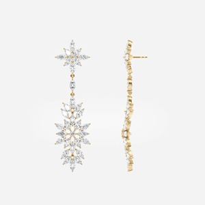 Boucles d'oreilles pendantes en diamant marquise de 11,12 carats_ Chandelier de mariée en or 14 carats - Product Image 2