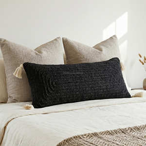 Housse de coussin lombaire en jute tressée à la main 30 × 50 cm, coussin décoratif texturé pour banc, décoration bohème - Product Image 6