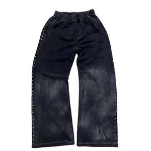 Ensemble de survêtements pour hommes Joggers Survêtements pour hommes OEM Logo personnalisé Conception Survêtement Haute Qualité 100% Coton lavé à l'acide Strass - Product Image 2