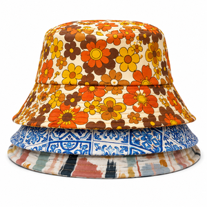 High Quality Cotton Summer Adjustable Button <b>Bucket</b> <b>Hat</b> Men Women Fashion <b>Reversible</b> Design Solid Sun Protection Wholesale - Product Image 2