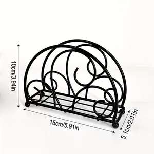 Support à serviettes en métal noir avec revêtement, porte-mouchoirs au design créatif, base sur pied, articles de décoration pour la table à manger - Product Image 2
