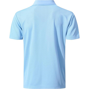 Polo bleu clair à manches courtes 100% coton piqué tricoté décontracté boutonné couleur unie coupe classique - Product Image 2