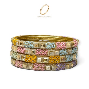 Sparkling Fashion Multicolour Kashmiri Glass Bangles Trendy Gold Plated <b>Crystal</b> Design for Festive Wedding Wear Bangle Wholesale - Product Image 2