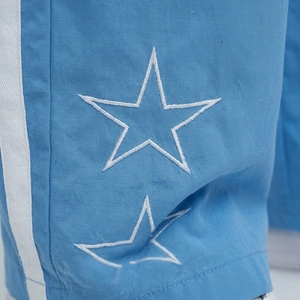 Men's Light Blue Elastic Waist Casual <b>Pants</b> With Side Stripe Breathable Polyester <b>Summer</b> Wear - Product Image 6