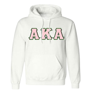 Sudadera con Capucha AKA con Letras Griegas, Sudadera de Felpa Premium, Ropa Personalizada para Hermandades, Sudadera con Capucha para Mujer, Ropa Casual Blanca - Product Image 1