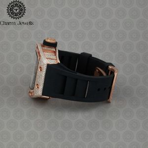 Montre de luxe Charm Jewells, boîtier en acier inoxydable, lunette sertie de diamants, cadran bleu, bracelet en acier inoxydable, mouvement mécanique, 40 mm, 10 bars - Product Image 2