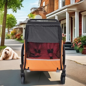 Remorque de vélo pour poussette double 3-en-1 avec cadre en aluminium et tissu résistant à l'eau, capacité de charge de 35 kg pour les aventures en plein air - Product Image 3