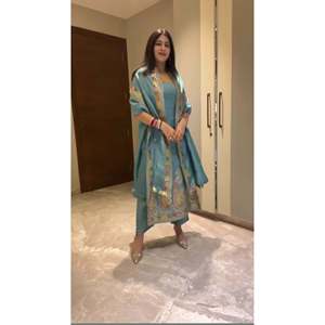 Women's Beautiful <b>Top</b>-Bottom and Dupatta Set with Heavy Embroidery Sequence Work - Product Image 3
