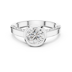 Bague de fiançailles en moissanite sertie clos en or blanc, coupe ronde, aspect diamant, minimaliste, solitaire, en alliage d'argent sterling pour femme - Product Image 1
