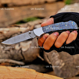High Quality Damascus Steel Back <b>Lock</b> New Design Hunting Folding Knife Elk Horn Wood Handle Clip Point OEM ODM Private Knives - Product Image 2
