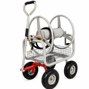 Enrouleur de tuyau d'arrosage robuste de 400 pieds avec 4 roues en PU de 10 pouces et panier de rangement pour l'entretien de la maison et du jardin, portable ODGGAD019 - Product Image 1