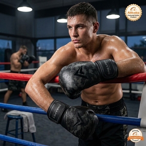 Guantes de Boxeo Negros con Camuflaje, Guantes Profesionales de Entrenamiento y Combate, Acolchados, con Logotipo Personalizado, OEM, Venta al Por Mayor - Product Image 6
