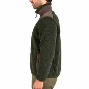 Men's Winter <b>Fleece</b> <b>Jacket</b> Solid Color Stand Collar Zipper Closure Windproof Casual Outdoor Wear Thick Polyester Sherpa <b>Lining</b> - Product Image 3