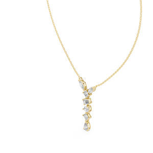 Pendentif en or jaune 14 carats avec émeraude marquise, princesse et diamant poire de laboratoire pour femme |   Vêtements de mariage |   Nouveau diamant cultivé - Product Image 4