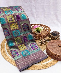 สินค้ามาใหม่ ผ้าไหมบานาราซี งานทอผ้าไหมแบบดั้งเดิม พร้อมเสื้อคลุมแบบยังไม่เย็บติดกับตัวเสื้อ ชุดสำหรับงานเทศกาล ราคาขายส่ง เสื้อผ้าพื้นเมือง รามา - Product Image 2