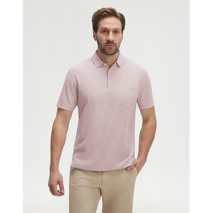 Polo de Manga Corta para Hombre, Color Rosa Bebé, Estilo Casual, Liso, Tejido Transpirable, Logotipo Personalizado, OEM, ODM Disponible - Product Image 3