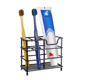 F&S EXPORT Porte-brosse à dents en laiton poli nickelé, fait main, moderne, écologique, deux pièces, multi-formes, pour comptoir de salle de bain - Product Image 3
