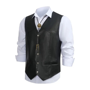 Chaleco de Cuero para Hombre, Chaqueta sin Mangas, Estilo Motero, Prenda Exterior Informal, Tejido de Cuero Premium, Diseño Moderno - Product Image 6