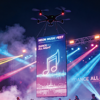 Pantalla LED Voladora para Drones, Personalizable, para Exteriores, Alfombra Mágica Flexible, Pantalla LED Transparente para Actividades Grupales y Celebraciones