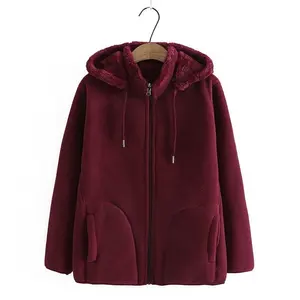 2023, sudaderas gruesas de invierno, chaqueta con capucha, abrigos de lana Polar para mujer, Tops informales con cremallera, abrigo cálido para mujer de mediana edad- - Product Image 3
