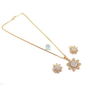 Winnie CZ Designer 18K Gold Plated American Diamond Zircon Pendant Set for Wedding Festival - Product Image 5