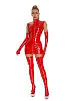 Frühlings-Neuheit Sexy Damen Glänzendes PU-Leder Kleid mit Frontreißverschluss Wet-Look Pole Dance Latex Catsuit Nachtclub Party Clubwear